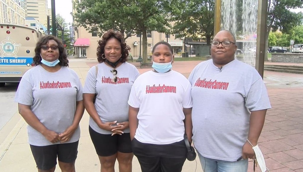 The Martin family outside of the Fayette County Courthouse Tuesday. They want justice for Cameron's death.