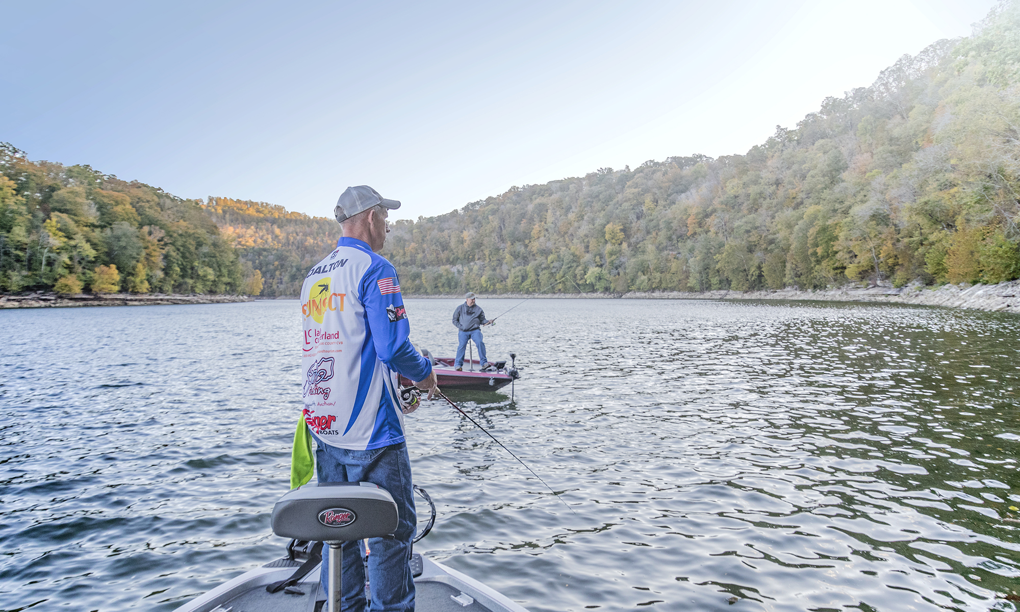 two men fishing on lake