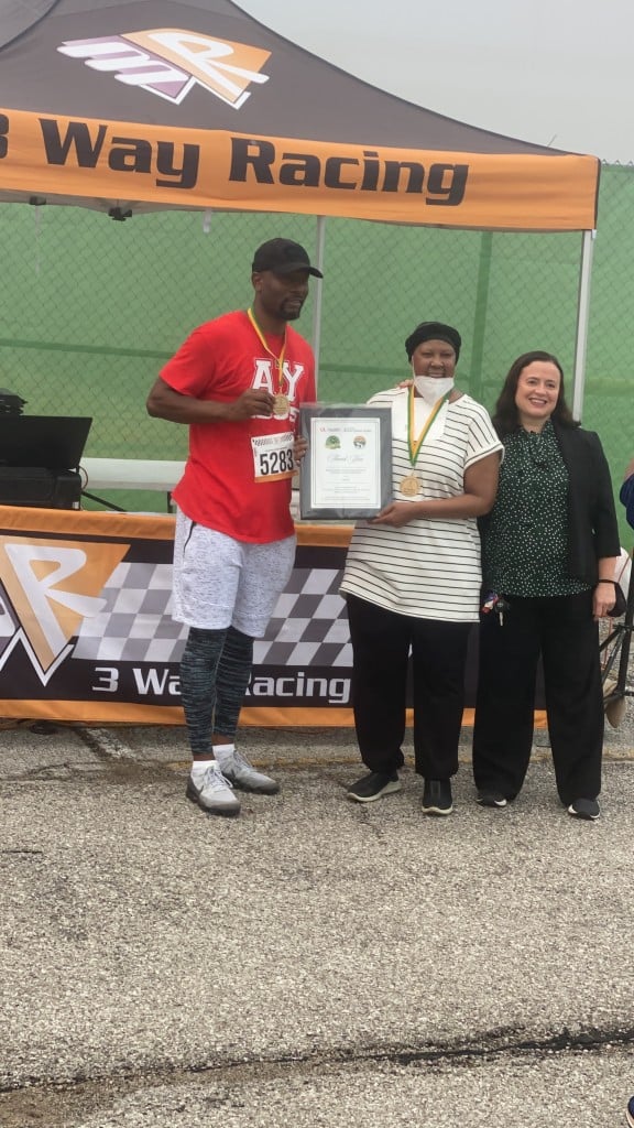Chrystal Woodard was honored at Kentucky State University's annual breast cancer walk.