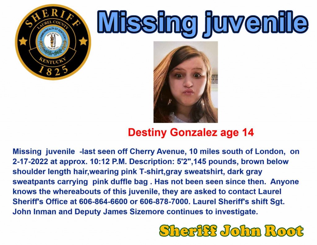 2 18 22 Reported Missing Juvenile Destiny Gonzalez Fb