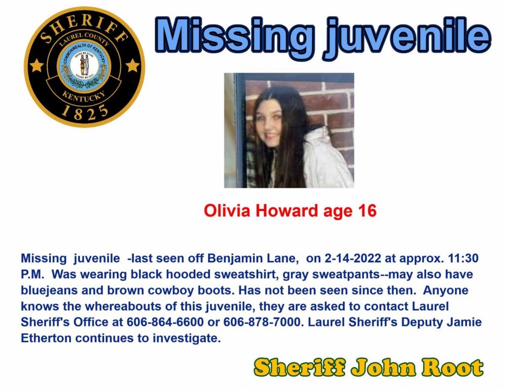 2 15 22 Reported Missing Juvenile Olivia Howard Fb