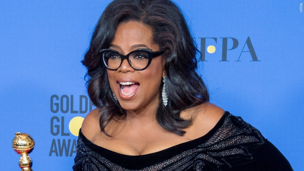 Oprah Winfrey accepts the Cecil B. DeMille Award for her “outstanding contribution to the entertainment field” at the 75th Annual Golden Globe Awards