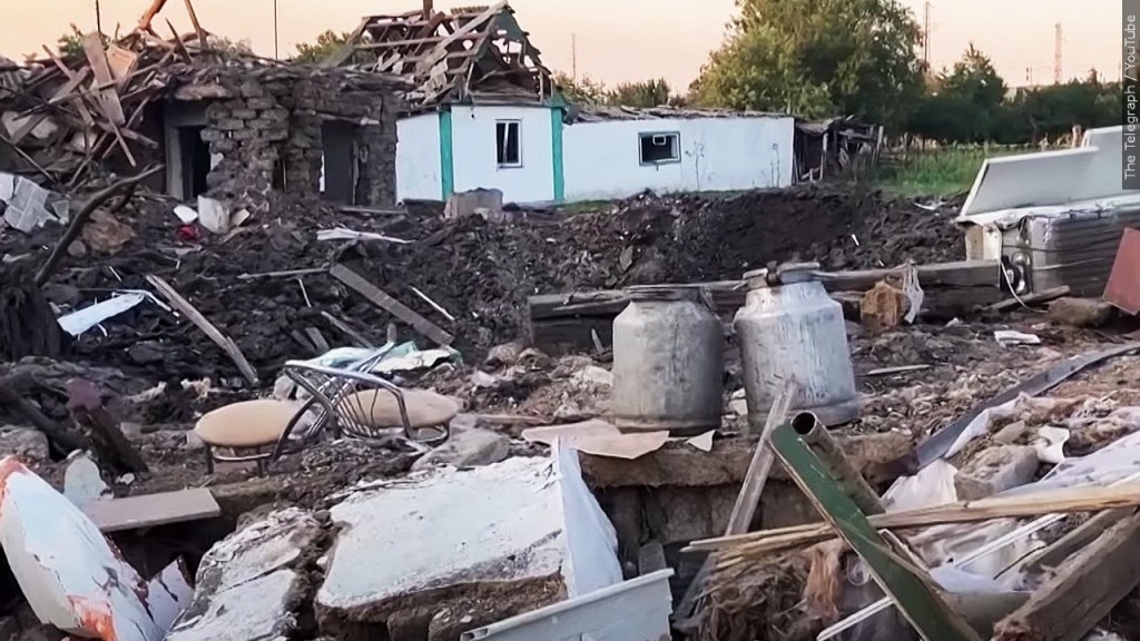 Aftermath damage due to Russian strikes in Chaplyne, Ukraine