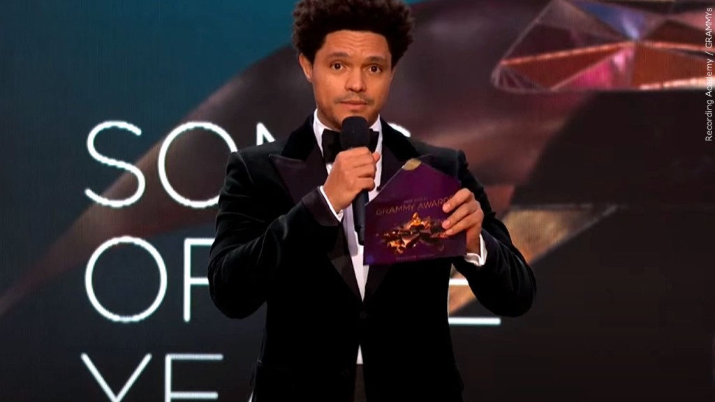 Trevor Noah presenting Song of the Year at the 2021 Grammys