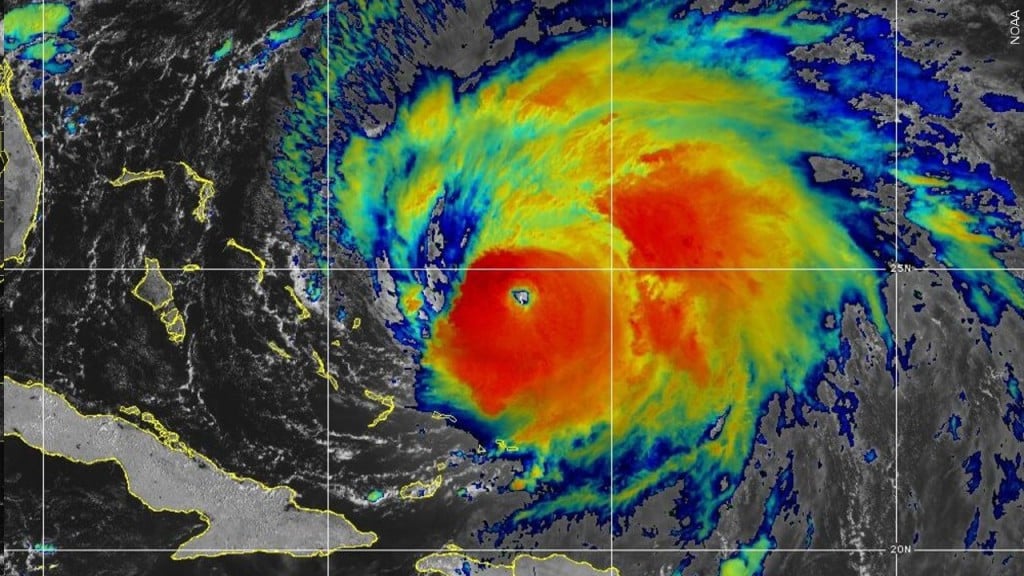 Satellite image of Hurricane Fiona intensifying to Category 4