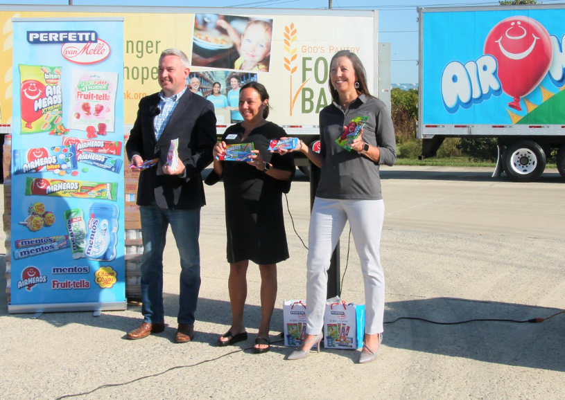 Perfetti Van Melle North America, maker of candies such as Airheads, Mentos, and more donated more than 54,000 pounds of candy to food pantries throughout Kentucky as part of the Kentucky Department of Agriculture's Hunger Initiative.