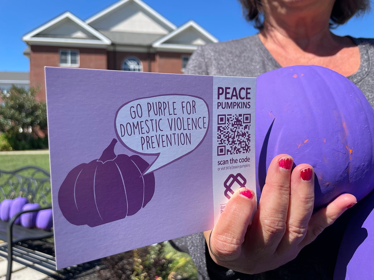 Purple pumpkins raising awareness for domestic violence