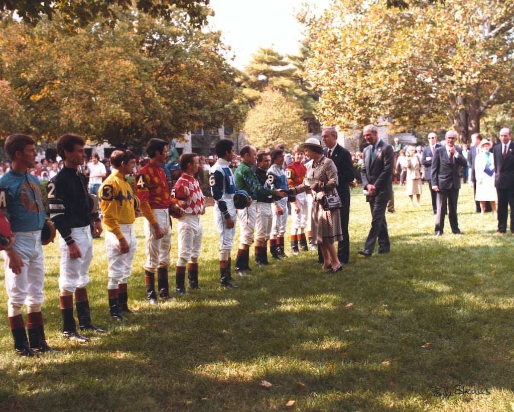 Queen Elizabeth Ii Meets Jockeys At Keeneland In Oct 1984