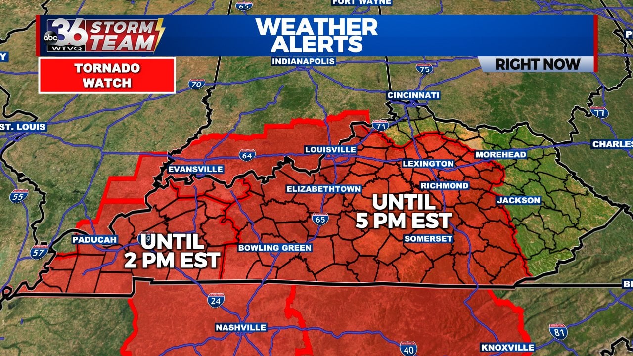 Tornado Watch issued for large portion of Central Ky. until 5 p.m.