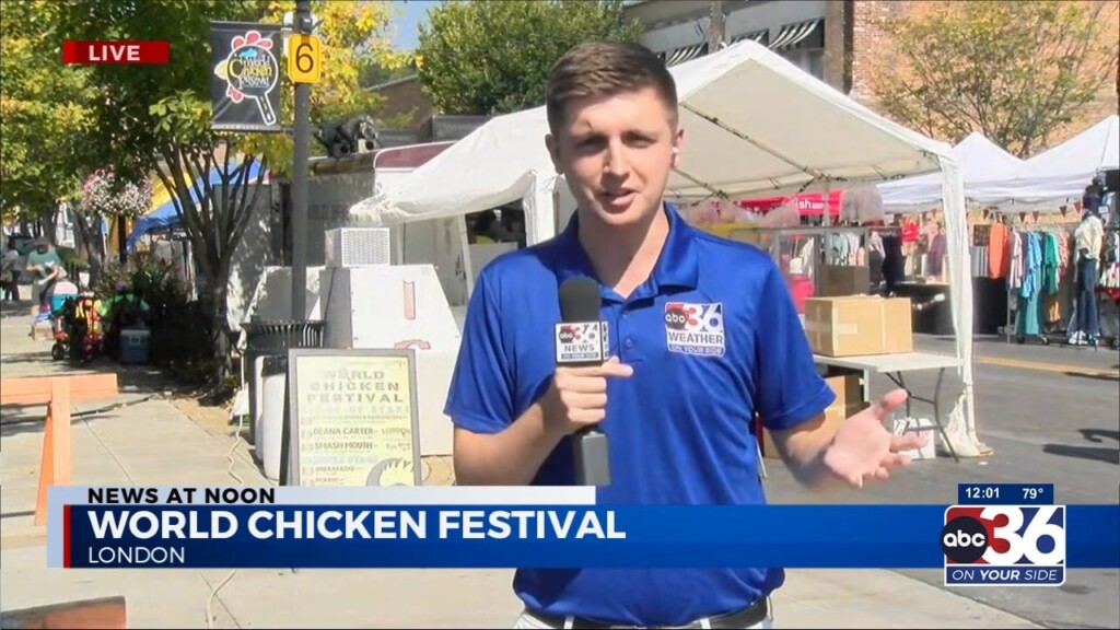 Meteorologist Dillon Gaudet Shows Us How To Cluck Like A Chicken At The World Chicken Festival In London
