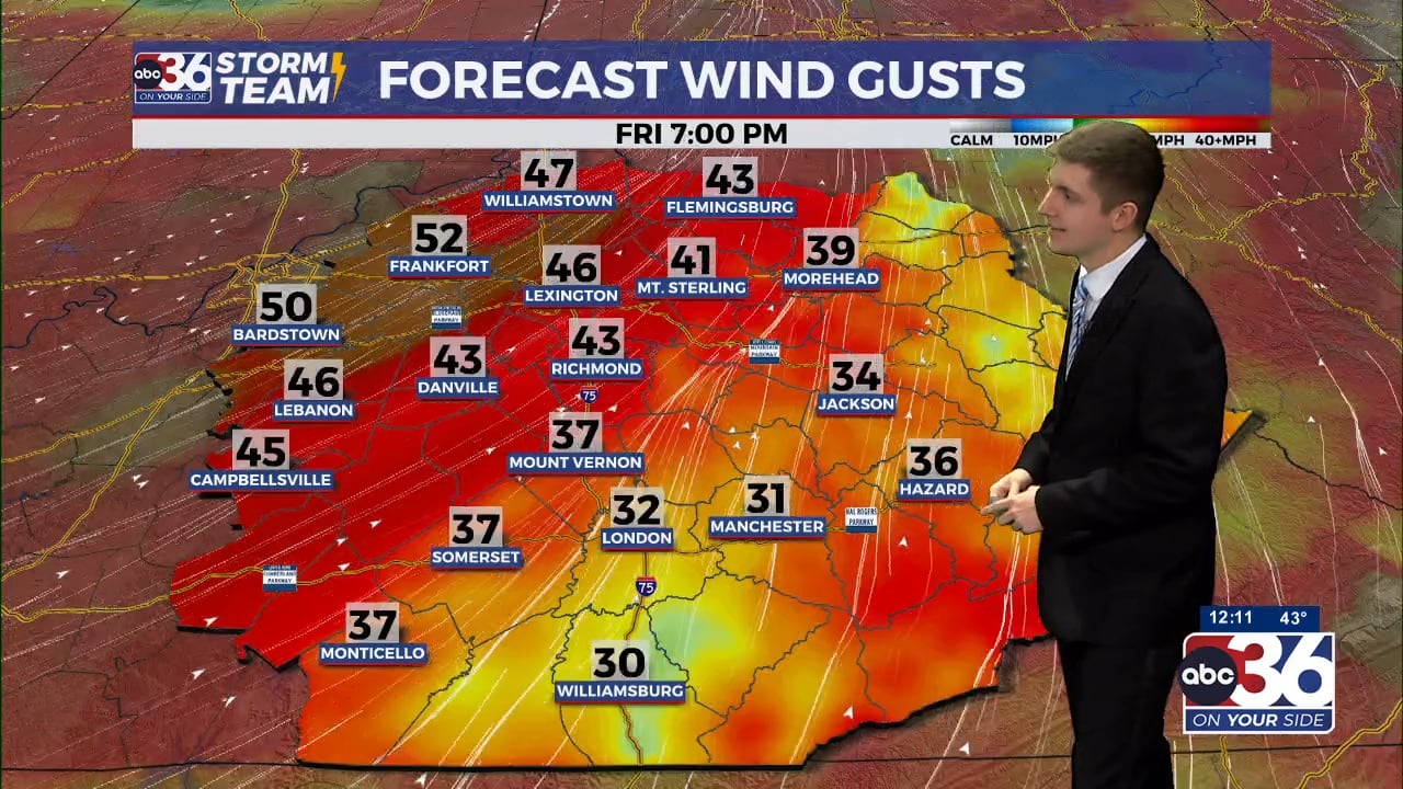 Strong winds and heavy rain move in Friday afternoon - WTVQ