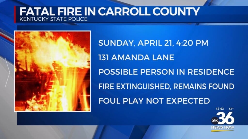 Kentucky Sate Police Report A Fatal Fire In Carroll County