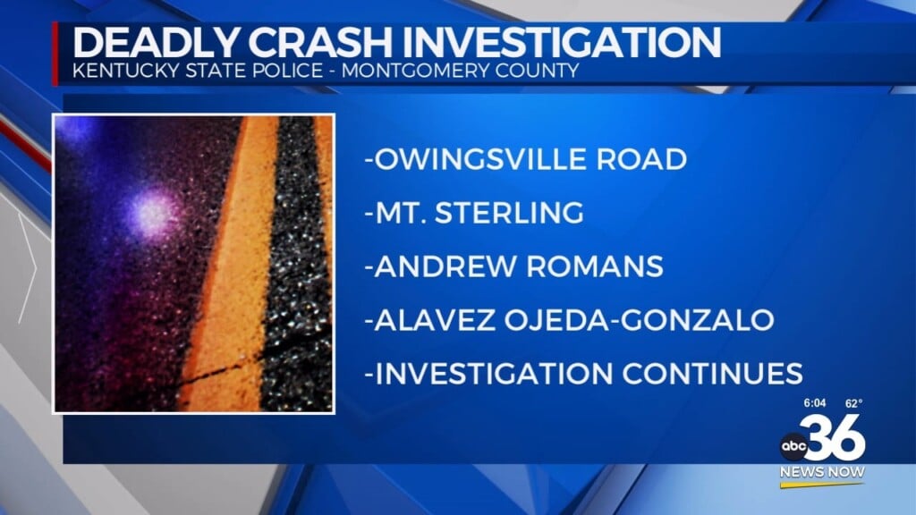 Kentucky State Police Investigation Underway After Deadly Crash In Montgomery County