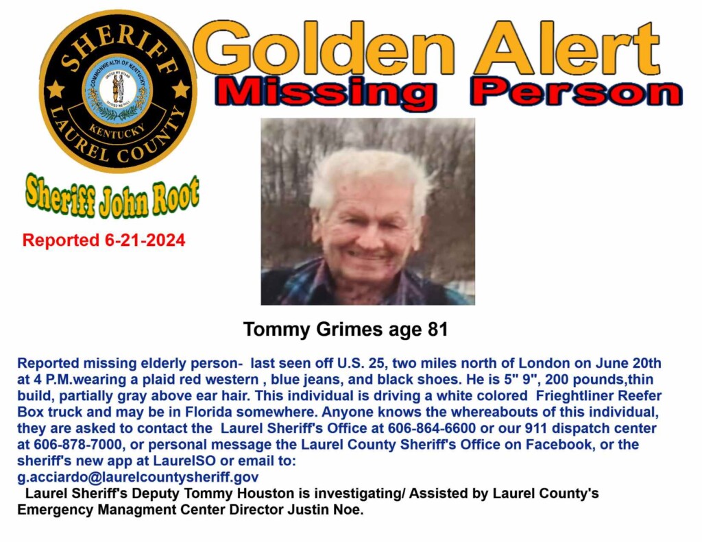 6 21 24 Reported Missing Person Golden Alert Tommy Houston 1128 Fb