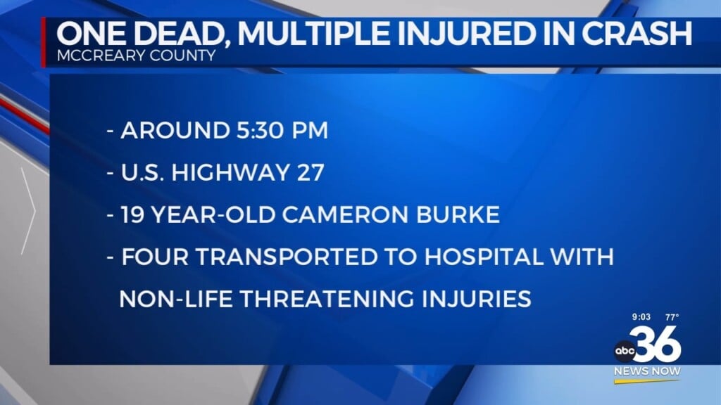 One Dead, Four Injured After Crash In Mccreary County