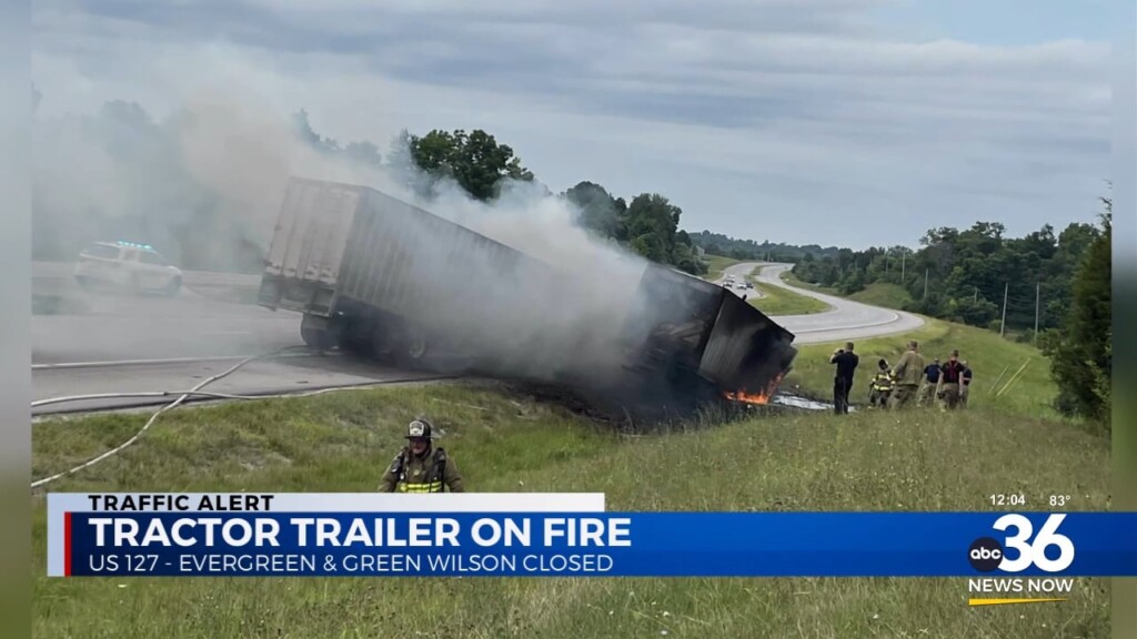 Tractor Trailer On Fire Outside Frankfort