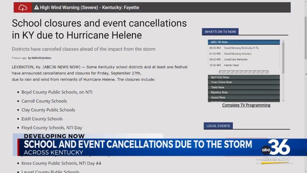 School And Event Cancellations Due To Impacts Of Hurricane Helene