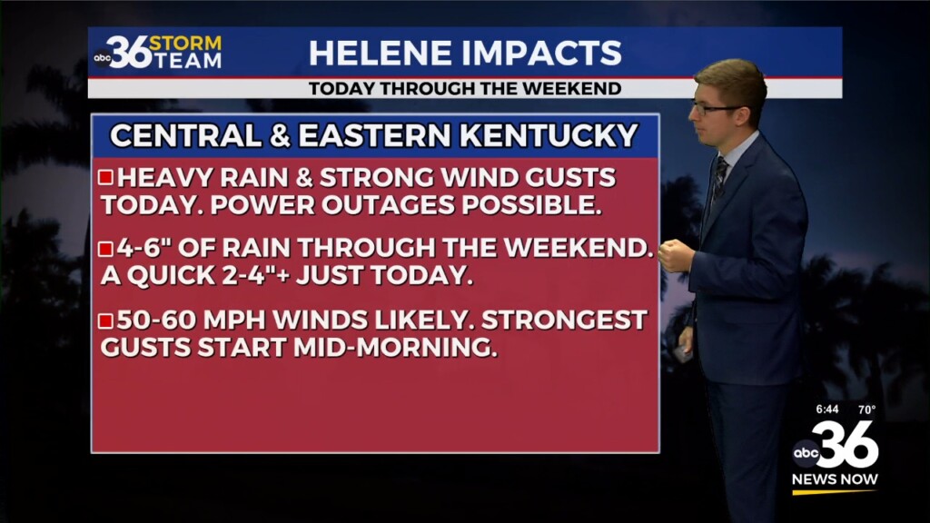 Helene To Bring Widespread Heavy Rain And Strong Wind Gusts To Kentucky