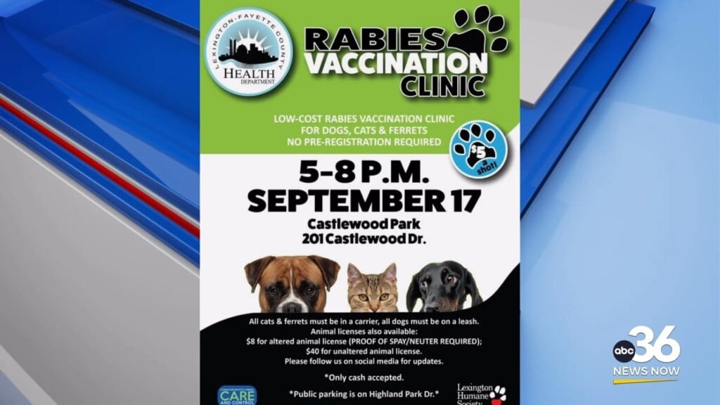 Lexington Health Department Offering Low Cost Rabies Vaccinations For Pets