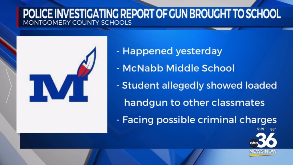 Montgomery County Schools Investigating Report Of Student Bringing Gun To School 091824
