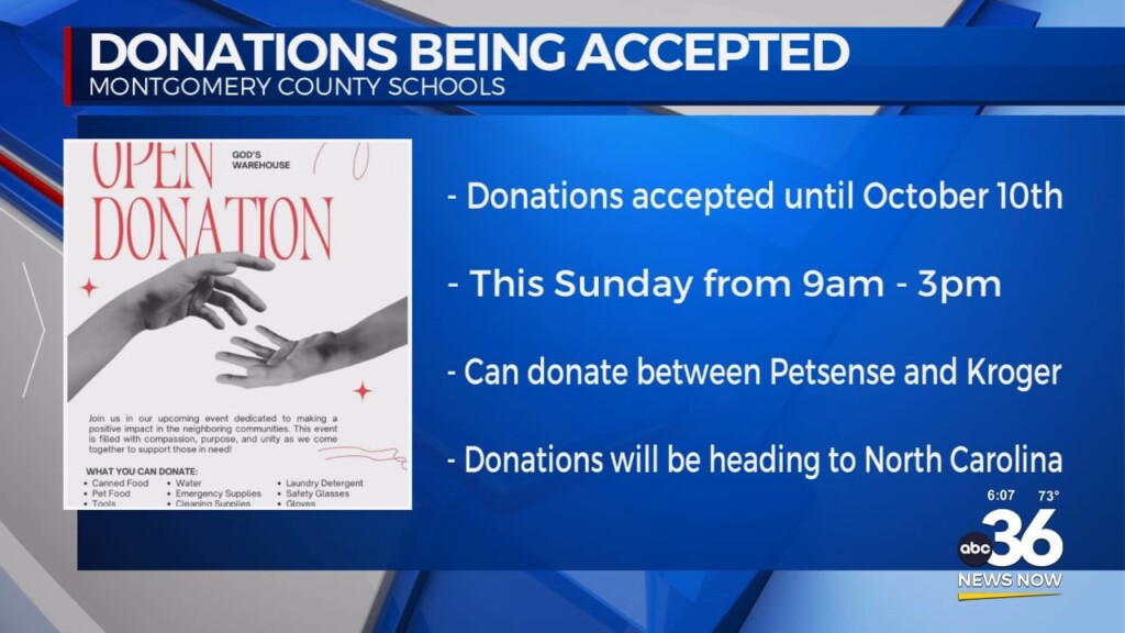 Montgomery County Schools, Organizations Collecting Donations For Helene Relief Efforts 100224