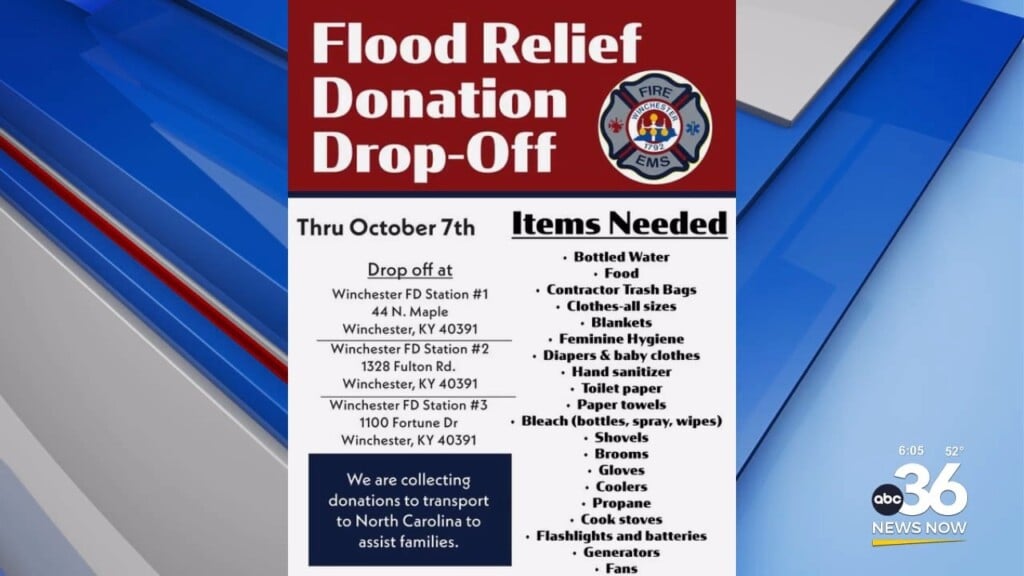 Winchester Fire Department Taking Donations For Hurricane Relief