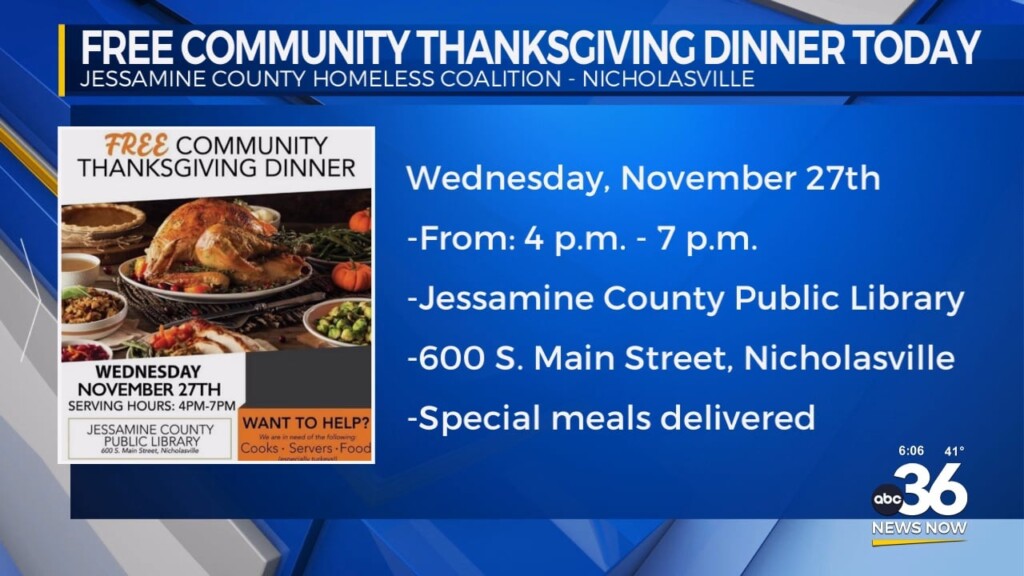 Free Community Thanksgiving Dinner In Nicholasville
