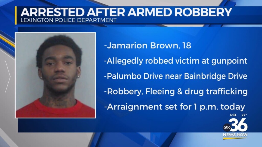 Armed Robbery Suspect Jamarion Brown Due In Court In Lexington