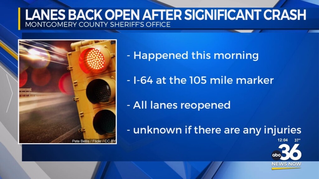 All Lanes Of I 64 Reopened In Montgomery County After Collision