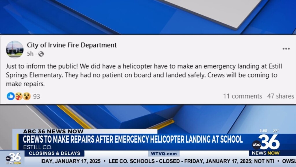 Emergency Helicopter Landing Damages Estill Springs Elementary