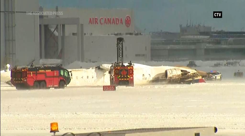 Delta Plane Flips At Toronto Airport