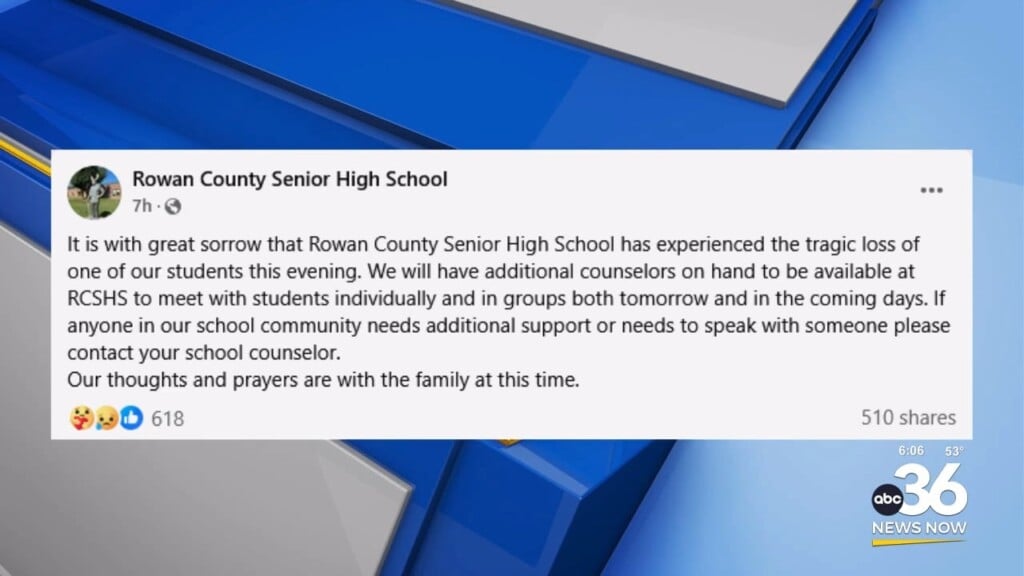 Rowan County High School Mourning The Death Of A Student