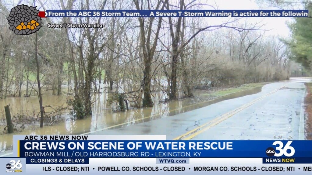 Crews On Scene Of Water Rescue On The Road