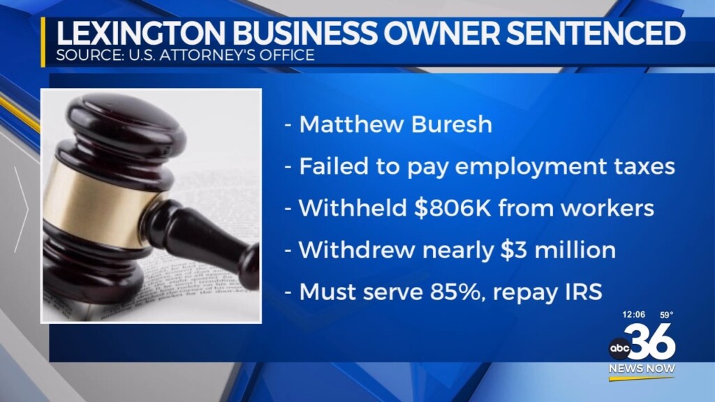 Lexington Business Owner Sentenced On Tax Evasion