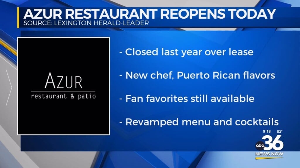 Azur Restaurant Reopens Today