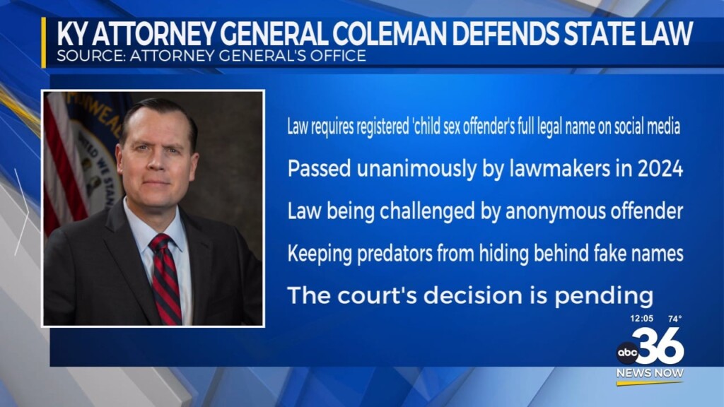 Kentucky Attorney General Coleman Defends State Law