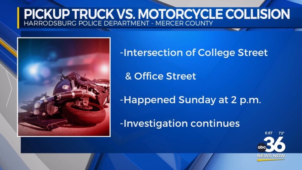 In Mercer County A Pickup Collides With A Motorcycle