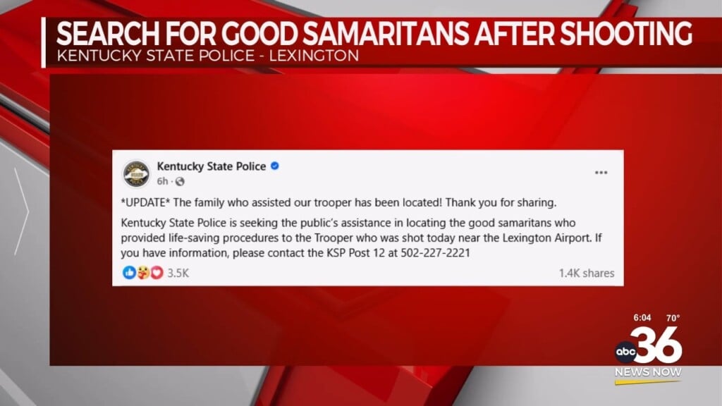 Kentucky State Police Locates Family Assisting Shot Trooper