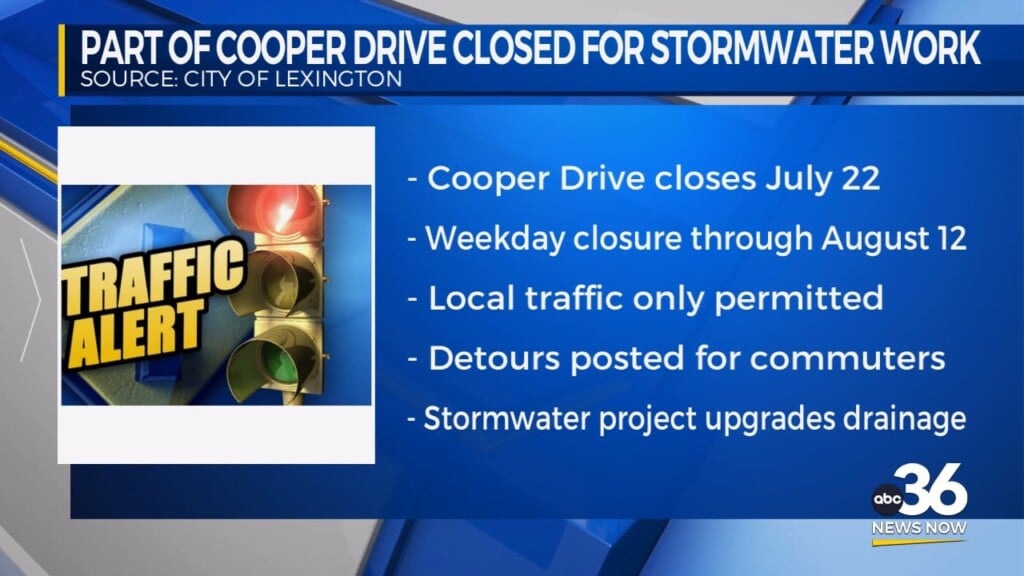 Part Of Cooper Drive Closed For Storm Water Work