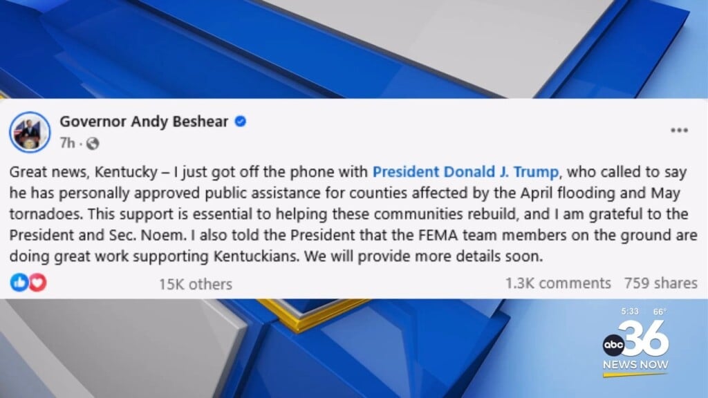 President Trump Approves Public Assistance For Kentuckians Impacted By Flooding, Tornadoes
