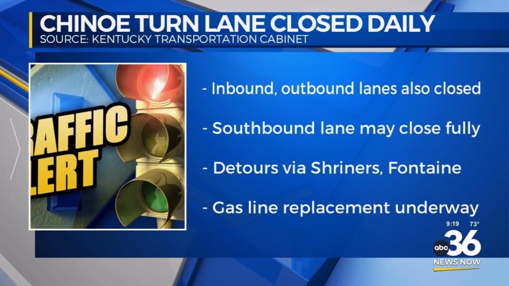Chinoe Turn Lane Closed Daily
