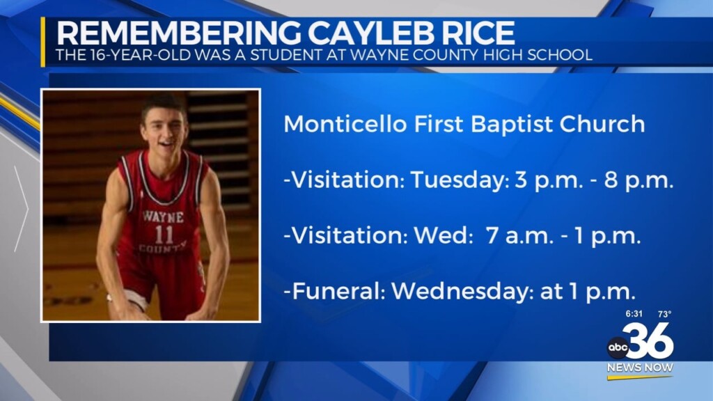 Visitation, Funeral Arrangements For 16 Year Old Wayne County Student Cayleb Rice