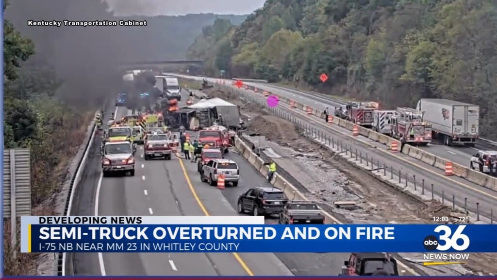A Semi Truck Overturned And Caught Fire On I 75