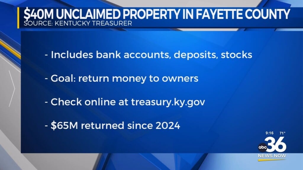 $40 Million Unclaimed Property In Fayette County
