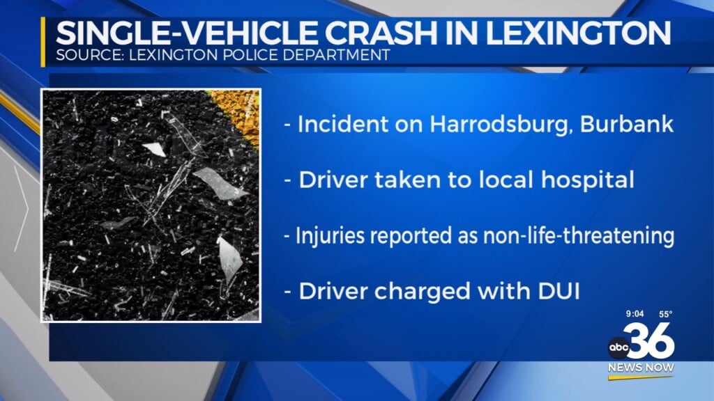Driver Arrested After Single Vehicle Crash In Lexington