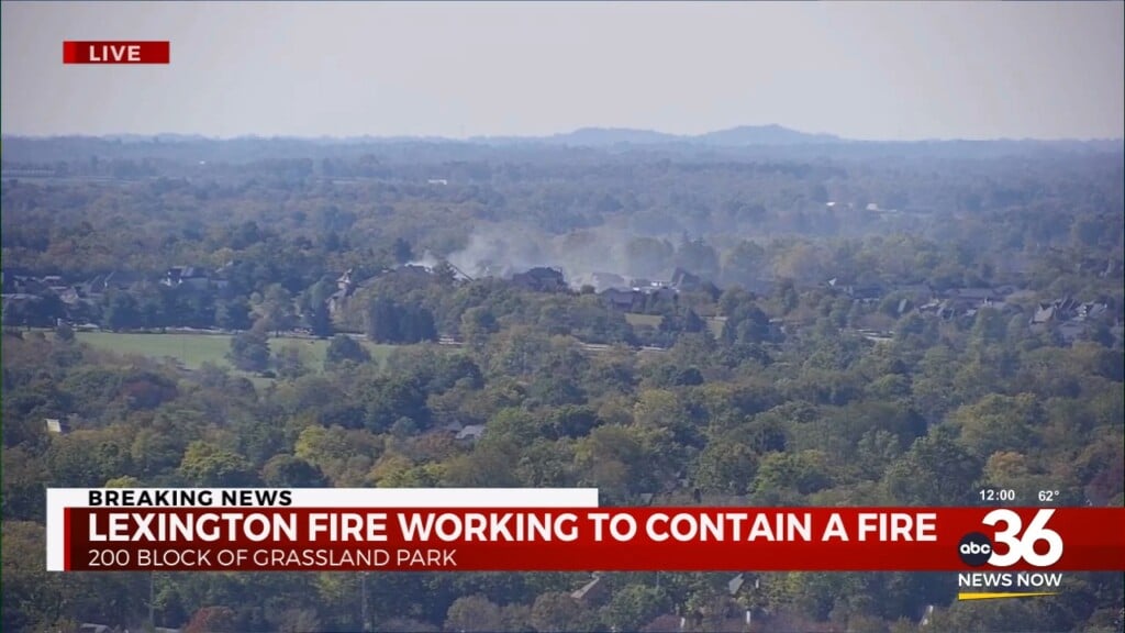 Firefighters Battling Active Fire On Grassland Park In Lexington
