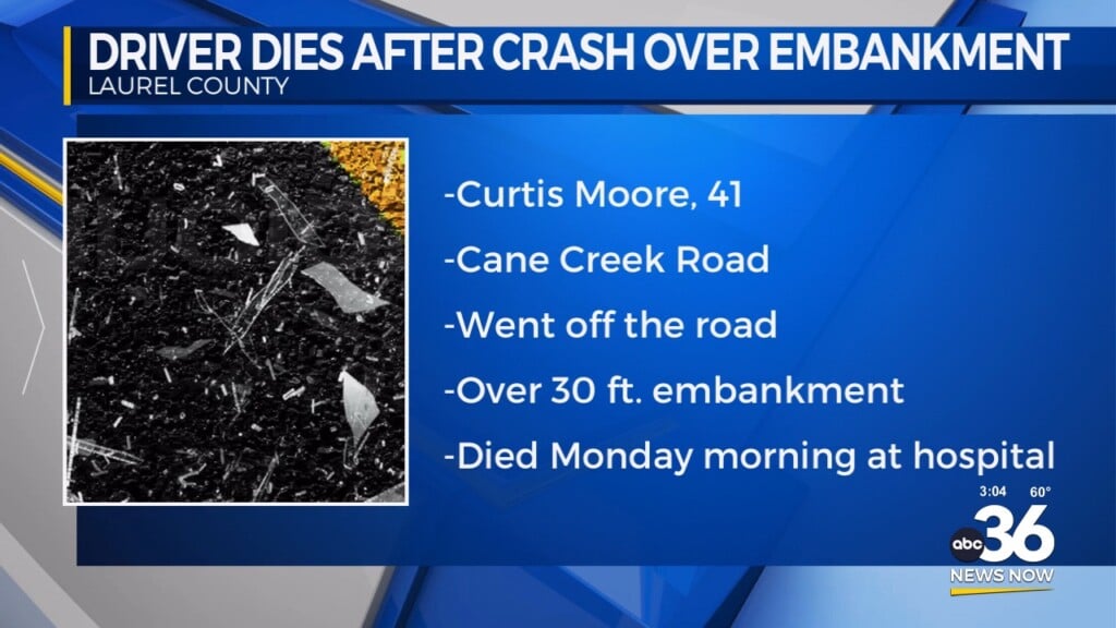 Laurel County Coroner Identifies Driver Killed After Vehicle Falls Down Embankment