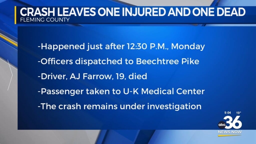 A Crash In Fleming County Leaves One Injured And Another Dead