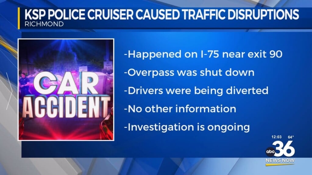 Crash Involving Kentucky State Police Cruiser Disrupts Traffic In Richmond