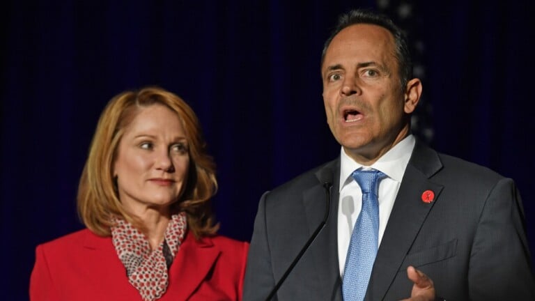 Kentucky Gov. Matt Bevin, right, and his now ex-wife, Glenna